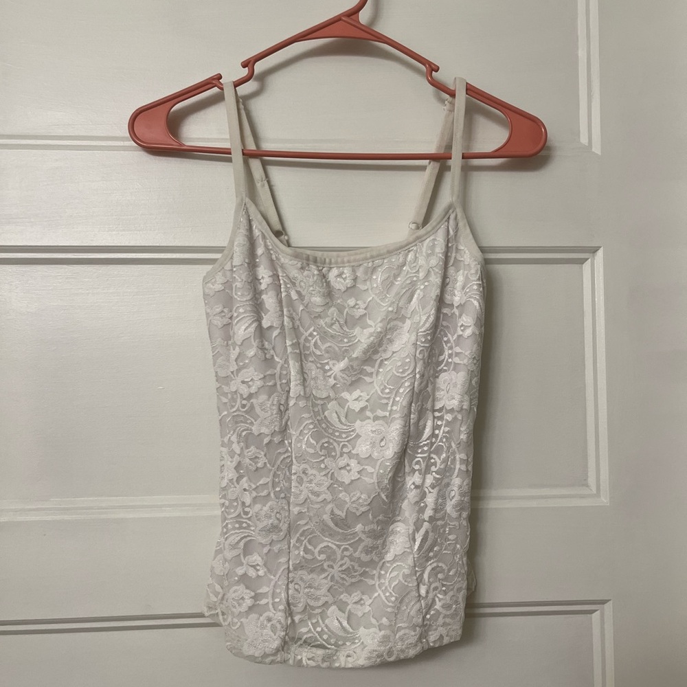 TLC White Floral Lace Camisole